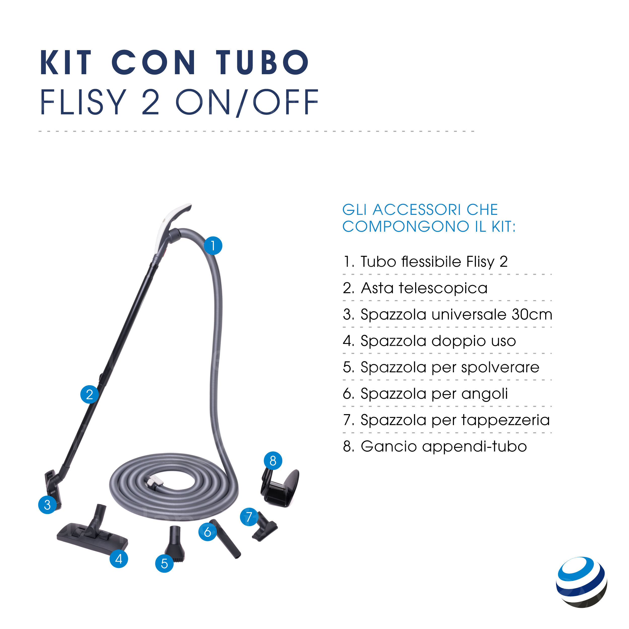Kit accessori con tubo Sistem Air Flisy 2 ON/OFF 